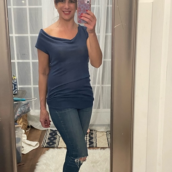 BCBGMAXAZRIA Silk Blend Turquoise Blue Sleeveless Cowl Neck Sweater Top XS - Picture 8 of 12